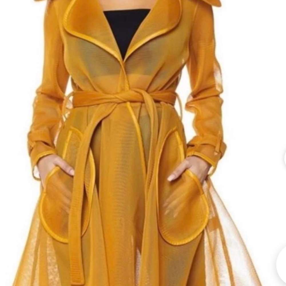 Brand new no tags. Size M,L and Xl mustard yellow mesh trench coat